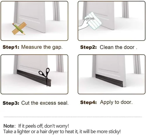 Miniatura 6 de Suptikes Paquete de 2 topes para puerta, barrido de puerta para puertas exteriores e interiores, sello debajo de la puerta, bloqueador de corrientes