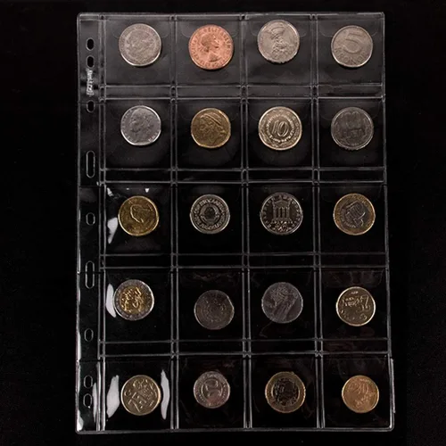 Miniatura 6 de Páginas con bolsillos para monedas, fundas estándar con bolsillos para monedas, con 9 orificios para coleccionistas, 10 hojas, serie CS03 20