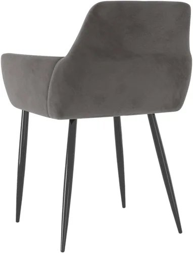 Miniatura 7 de Juego de 2 sillas de comedor modernas tapizadas de terciopelo gris oscuro con patas cónicas resistentes, diseño ergonómico para comedor y cocina
