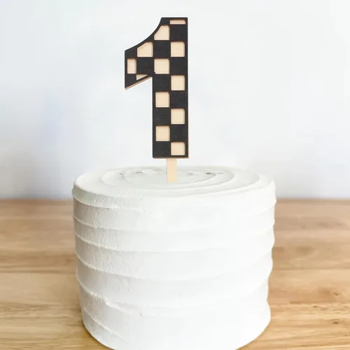 Miniatura 5 de Decoración para pastel de primer cumpleaños de auto de carreras, decoración de cumpleaños de auto de carreras, decoración de madera marrón y blanca