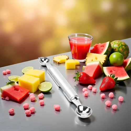 Miniatura 4 de Cuchara de bola de helado de doble punta plateada para frutas y verduras, cuchara de melón Baller, herramientas de frutas y verduras, cuchara
