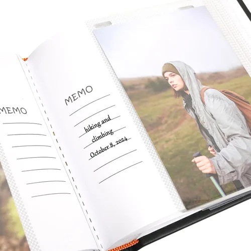 Miniatura 6 de Álbum de fotos pequeño de 4 x 6 pulgadas, 100 bolsillos con espacio de escritura, cubierta de cuero, libro de fotos con capacidad para fotos de 4 x