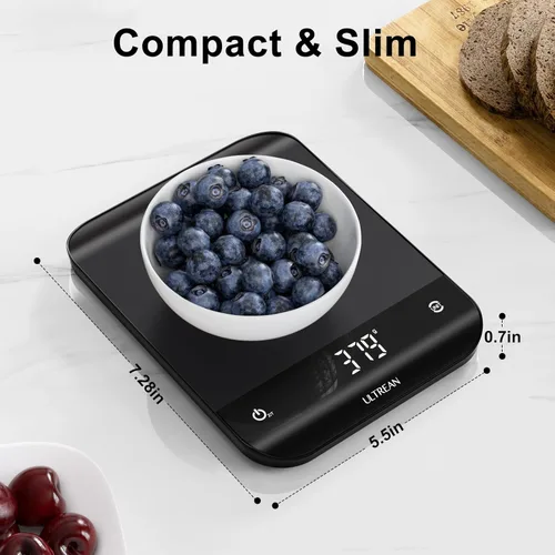Miniatura 5 de Ultrean - Báscula de cocina digital con pantalla LED, pesa en gramos y onzas para hornear y cocinar, 6 unidades con función de tara, 11 lb