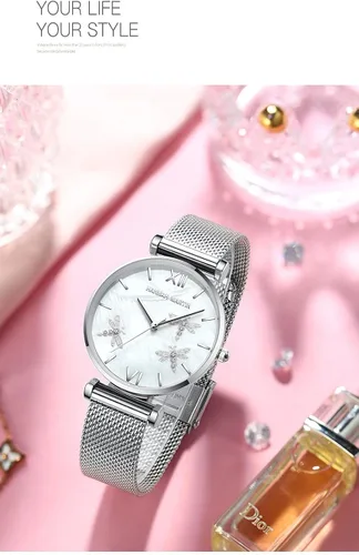 Miniatura 8 de TENNOVO Fashion Ladies Dragonfly Quartz Watch Luxury Dress Women's 2PCS Bracelet Watch Set Rose Flowers Giftable Packing Box for Women