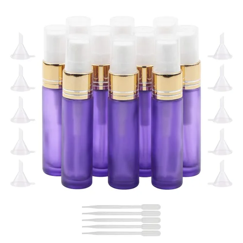 Miniatura 9 de Ellbest Botella de spray de vidrio recargable de 0.3 fl oz con 5 cuentagotas y 10 embudos, botella de perfume de vidrio pequeña