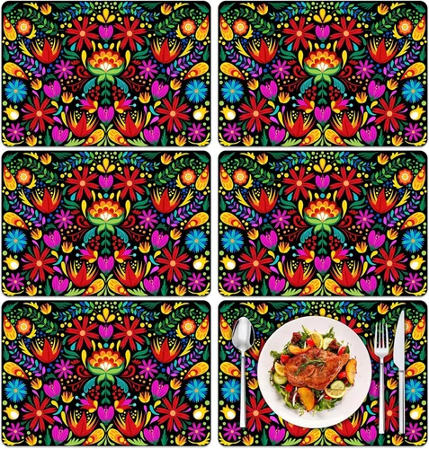 Miniatura 15 de Juego de 6 manteles individuales de plástico con hojas de eucalipto primaverales, manteles individuales de hojas de acuarela de verano, lavables