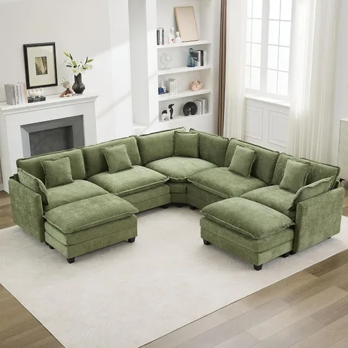 Miniatura 32 de Otomán de Sofá Moderno de Chenille Nube de 35'', Otomán Rectangular para Sofá Seccional Modular, Beige