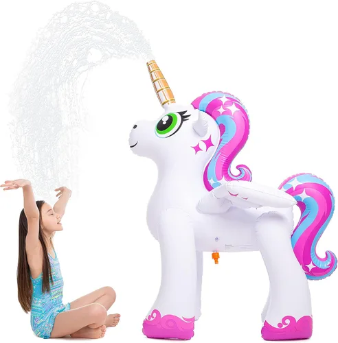 Miniatura 5 de JOYIN Rociador inflable de 48 pulgadas con diseño de unicornio, juguete inflable de agua para diversión al aire libre de verano, juguete de aspersor
