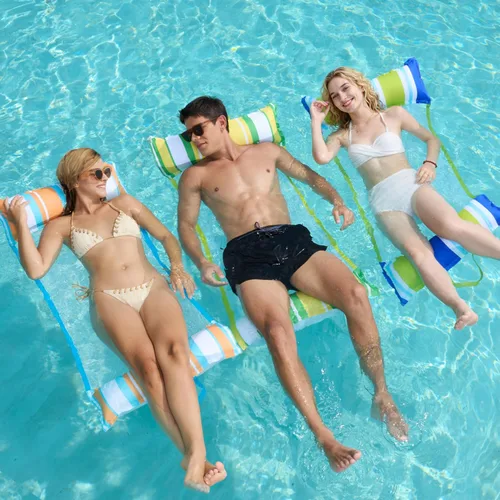 Sloosh Paquete de 3 hamacas inflables para piscina, hamacas de agua, accesorios multiusos para piscina (silla, silla, hamaca, flotador) para Azul