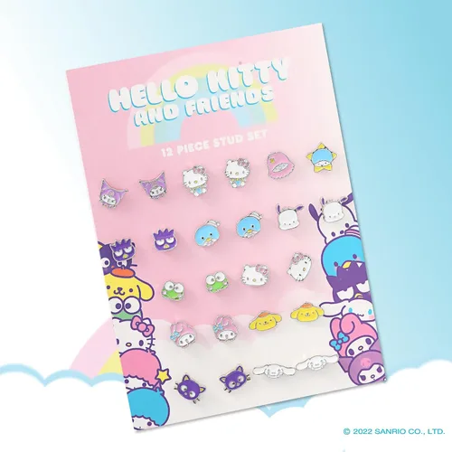 Miniatura 6 de Sanrio - Aretes tipo dormilona para niñas, paquete de 12 pares, licencia oficial de Hello Kitty and Friends, aretes para uso diario, Disfraz, No es