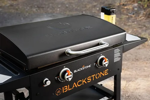 Miniatura 6 de Blackstone 1883 - Plancha original de 28 pulgadas con capucha protectora integrada y estantes laterales de altura de mostrador, acero