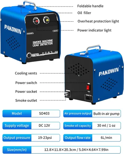 Miniatura 5 de Detector de fugas de máquina de humo automotriz - Probador de humo EVAP de vacío de 12 V CC con bomba de aire incorporada para sistemas de tuberías