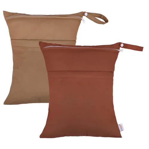 Miniatura 45 de ALVABABY 2 bolsas de pañales de tela para ropa húmeda, reutilizables con dos bolsillos con cremallera, para viajes, playa, piscina, guardería
