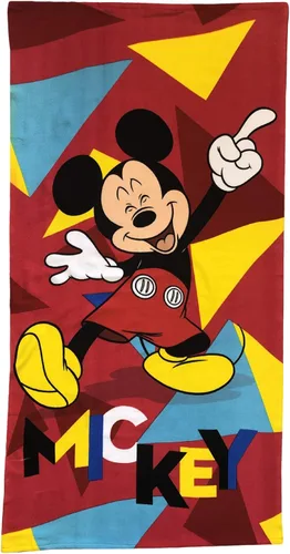 Disney Mickey Mouse Happy Mickey 1 Finger up! Toalla Niños Microfibra Rojo
