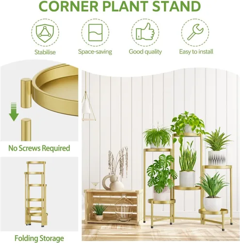Miniatura 5 de iDavosic.ly Soporte grande para plantas de 6 niveles para interiores, 10 pulgadas de ancho de metal de esquina alta para múltiples plantas, estante
