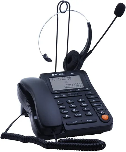 Teléfono de oficina en casa con auriculares JeKaVis J-P17 Teléfono de centro de llamadas y auriculares con cable con identificación de llamadas