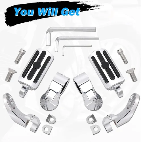Miniatura 7 de Estriberas de Carretera para Motocicleta de 1.25", Estriberas Ajustables en Ángulo de Repuesto para Harley Davidson Touring, Road Glide, Street