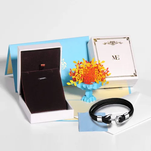 Miniatura 5 de MicLee Pulsera de cuero de anclaje vintage para hombre, pulsera multicapa, pulsera de cuerda con caja de regalo