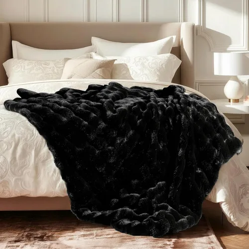 Manta de piel sintética ultrasuave y acogedora, manta mullida de felpa gruesa de burbujas, manta mullida de lujo de gran tamaño para sofá, cama y