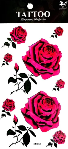 ONCEX - Rosas de hoja de Temporary Tattoos para hombres y mujeres, diseño realista, hermosa flor de rosa, día de San Valentín, caricatura, tatuaje