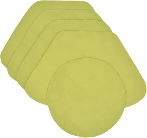 Miniatura 6 de Juego de dos manteles individuales redondos con cargador jacquard de hojas verde lima