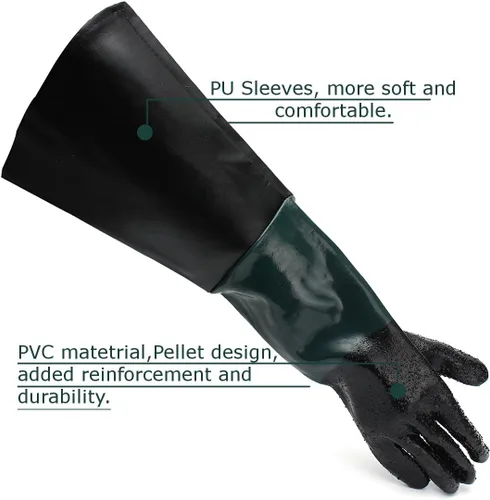 Miniatura 3 de Guantes de goma para gabinete de chorro de arena de 23.6 pulgadas, guantes de chorro de arena para gabinete abrasivo de chorro de arena