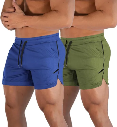 Miniatura 12 de FLYFIREFLY Pantalones cortos de entrenamiento de gimnasio para hombre, ligeros, atléticos, pantalones cortos para entrenamiento de culturismo