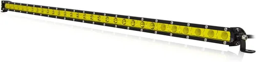 Miniatura 12 de SKYWORLD Barra de luz LED, 7 pulgadas, 30 W, delgada, de una sola fila, impermeable, para inundación, todoterreno, luces amarillas, antiniebla