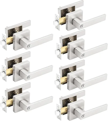 Miniatura 23 de Gobrico 1 paquete de manijas cuadradas de privacidad para puerta en acabado negro mate, manijas interiores sin llave, reversibles para puertas