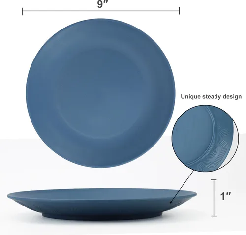 Miniatura 2 de Homiely Juego de 8 Platos para Cena - Paja de Trigo, Apto para Microondas y Lavavajillas, Irrompible, Platos para Niños