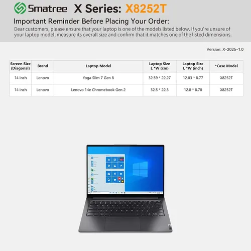 Miniatura 2 de Funda protectora EVA rígida Smatree compatible con Lenovo Yoga Slim 7 Gen 8 de 14 pulgadas, para Lenovo 14e Chromebook Gen2 de 14 pulgadas, Yoga Pro