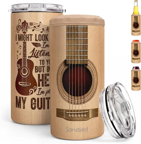 Miniatura 21 de SANDJEST Regalos para Papá Bonito de Bonus - Vaso de 12oz de la Hijastra, el Hijo - Diseño 4 en 1 Vaso de Papá Paso Aislante Enfriador de Latas