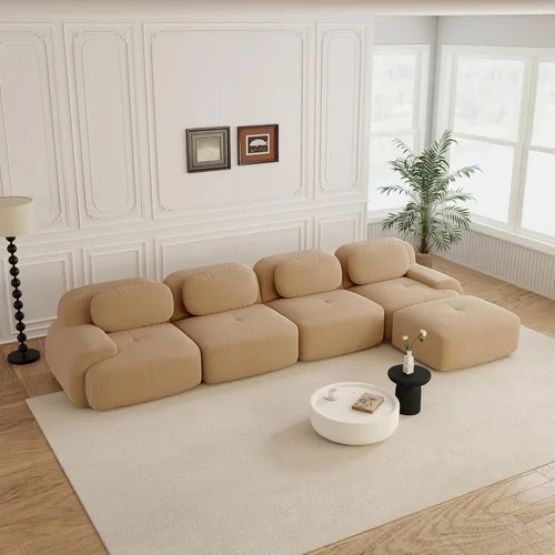 Miniatura 38 de Sofás modulares sin hueso de 152.8 pulgadas para sala de estar, sofá modular con diván en forma de L, cómodo asiento profundo tapizado de tela