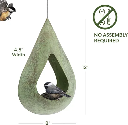 Miniatura 4 de Good Directions Comedero para pájaros con gotas de lluvia de cobre azul verde