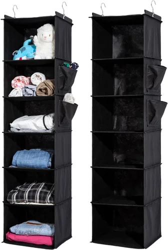 Miniatura 9 de 2 Packs Hanging Closet Organizer, 4-Shelf Closet Organizers and Storage with Side Pockets, Collapsible Hanging Shelves for Closet & RV & College