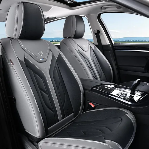 Miniatura 54 de Coverado Fundas de Asiento Delantero para Automóvil, 2 Piezas Fundas de Asiento de Cuero para Automóviles, Protector de Asiento de Automóvil Solo