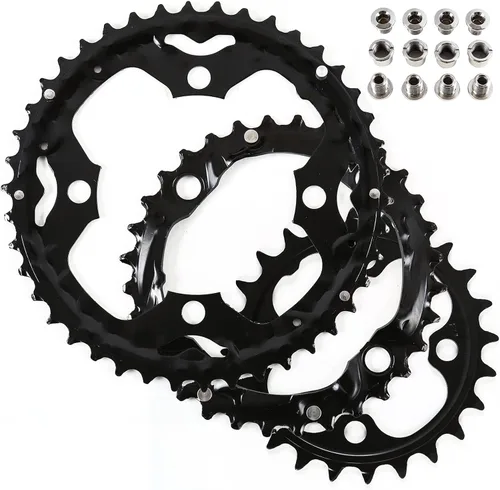 Miniatura 6 de BUCKLOS 64/104 BCD - Juego de platos para bicicleta con pasador, aleación CNC de acero doble/triple MTB 22T 24T 26T 32T 38T 42T 44T 4 pernos