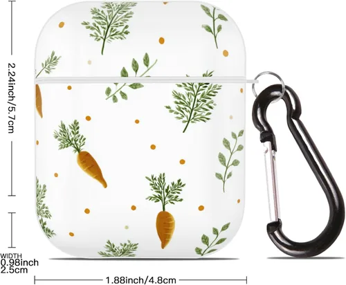 Miniatura 2 de Funda de zanahorias naranjas para Airpod 2/1 con llavero de protección completa de plástico accesorios para la piel para mujeres y hombres