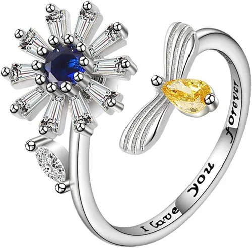 Miniatura 96 de Anillo de plata 925, anillos de plata ajustables para mujer, anillos de pulgar abiertos, anillos de circonio, anillos ajustables, anillos abiertos