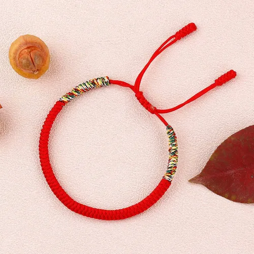 Miniatura 21 de Pulseras tibetanas hechas a mano con cuerda roja para él y ella, pulsera de la amistad, pulsera de la amistad, hilo negro y rojo para protección