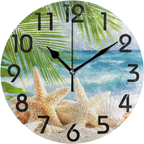 Miniatura 8 de Naanle Reloj de pared redondo negro con lápiz labial, de 9.5 pulgadas, funciona con pilas, de cuarzo, silencioso, analógico, silencioso