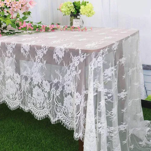 Miniatura 9 de Pardecor Mantel rectangular de encaje bordado negro de 60 x 120 pulgadas, elegante decoración de mesa de cumpleaños, mantel de encaje floral, mantel