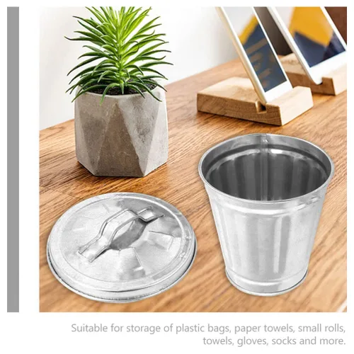 Miniatura 2 de Beavorty Mini bote de basura de escritorio con tapa de 3.74 pulgadas, cesta de basura compacta para el hogar, oficina, dormitorio, mesa, organizador