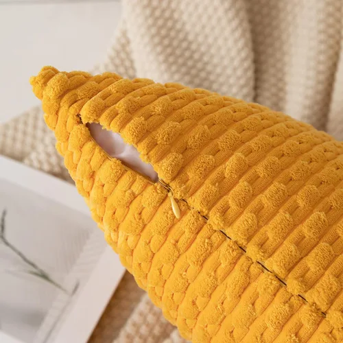 Miniatura 332 de K Kevin Textile - Juego de 2 fundas de almohada decorativas de corduroy suave azul con rayas estilo bohemio, fundas de almohada para sofá, cama
