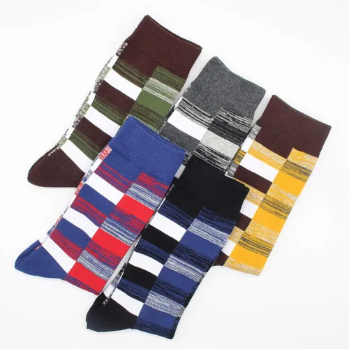 Miniatura 75 de TOEJYJ Calcetines de vestir divertidos para hombre, paquete de calcetines casuales divertidos, coloridos calcetines de algodón a rayas, talla 10-13