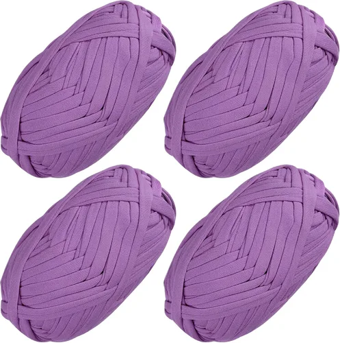 Miniatura 14 de 2 piezas de tela elástica para camisetas, hilo de crochet para tejer DIY, hilo de punto grueso tipo espagueti para proyectos de bolsos, mantas