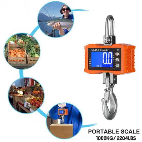Miniatura 4 de Geevorks Báscula colgante digital portátil resistente para grúa, escala colgante digital de precisión industrial, 2,204.6 lbs (2204 libras)