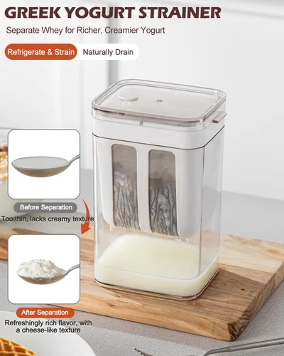 Miniatura 3 de Colador de yogur griego de 19 onzas líquidas, filtro de leche de yogur griego grueso, colador de alimentos, colador de yogur griego con bolsa