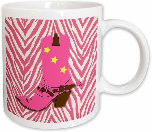 Miniatura 13 de 3dRose Taza de café, tamaño - 15oz - Imagen de la bota de vaquero rosa femenina en la vida campestre Chevron rosa - divertido regalo de taza de café