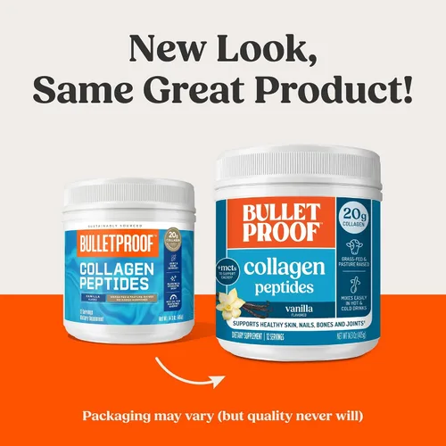 Miniatura 2 de Péptidos de colágeno con vainilla Bulletproof en polvo con aceite MCT, 17.6 onzas, proteína de colágeno alimentado con pasto para piel, huesos